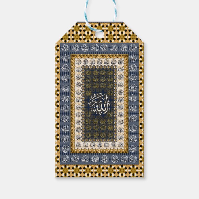 Etiqueta Para Presente Islamic Wall Art Allah Names Calligraphy Geometric (Frente)