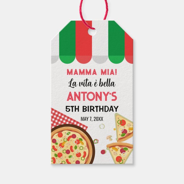Etiqueta Para Presente Italian Birthday Pizza Party (Frente)