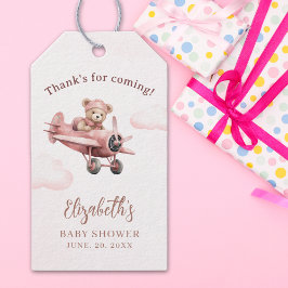 Etiqueta Para Presente It's a Girl, Pink Teddy Bear Baby Shower Girl