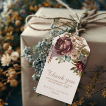 Ivory Burgundy Watercolor Floral, a favor do casam
