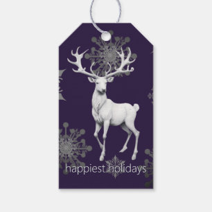 Etiqueta Para Presente Ivory Reindeer Christmas   Roxa