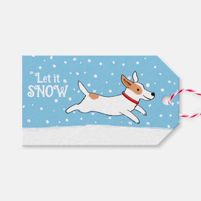 Etiqueta Para Presente Jack Russell Snow Dog Natal Gift (Frente (horizontal))