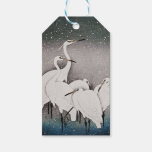 Etiqueta Para Presente Japonês Egrets Koson Cranes Winter Snow