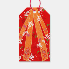 Etiqueta Para Presente Japonês Floral Kimono Pattern Primavera