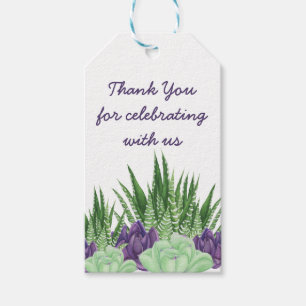 Etiqueta Para Presente Jardim De Cactus Com Suculento De Aquarela Obrigad