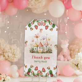 Etiqueta Para Presente Jardim de fadas encantado de morango aniversário 