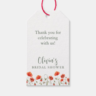 Etiqueta Para Presente Jardim de Papoulas Vermelhas Floral Bridal Shower