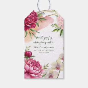 Etiqueta Para Presente Jardim de Peônia e Orquídea Floral Glam Casamento