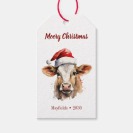 Etiqueta Para Presente Jersey Cow "Moory Christmas"