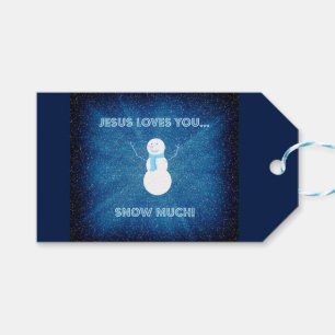 Etiqueta Para Presente Jesus Te Ama Muito Neve! Christian Snowman Blue