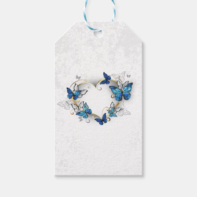 Etiqueta Para Presente Jewelry Heart with Butterflies Morpho (Frente)
