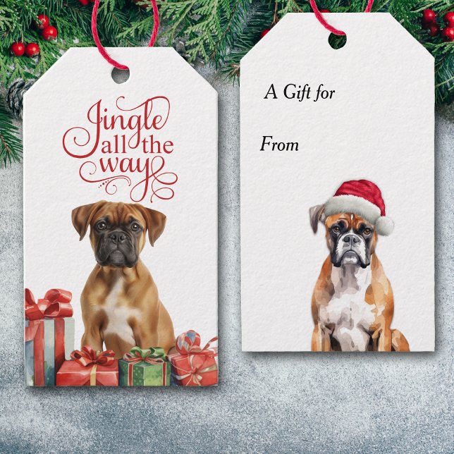 Etiqueta Para Presente Jingle All Way Boxer Dog Christmas (Criador carregado)