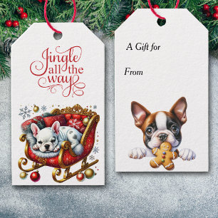 Etiqueta Para Presente Jingle All Way French Bulldog Papais noeis Sleigh