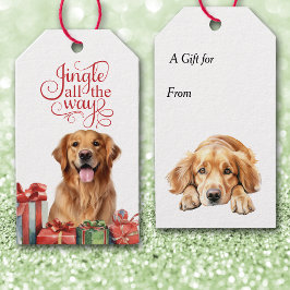 Etiqueta Para Presente Jingle All Way Ouro Retriever Dog Natal