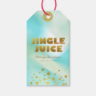 Etiqueta Para Presente Jingle Juice Gradiente Verde Pastel e Dourado