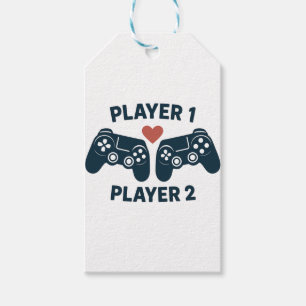 Etiqueta Para Presente Jogador 1 Jogador 2 Casal Gamer Adesivo