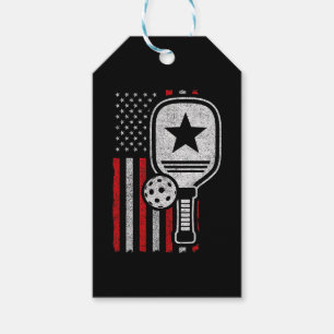 Etiqueta Para Presente Jogador de Pickleball - Pickleball Bandeira Americ