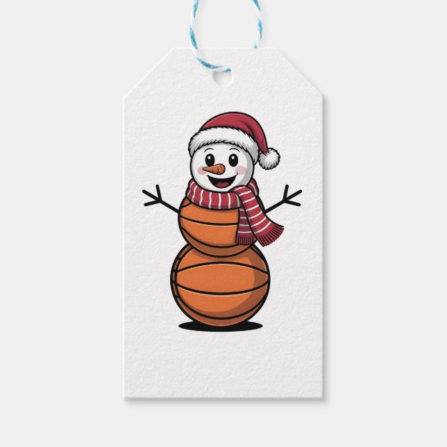Etiqueta Para Presente Jogadores de Natal no Basquete (Frente)