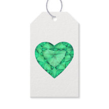 Joia verde esmeralda coração pedra