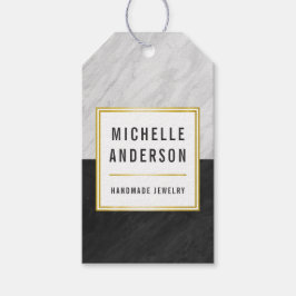 Etiqueta Para Presente Joias Douradas, Pretas E Brancas, Feitas À Mão