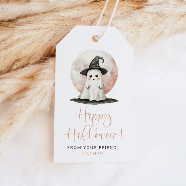Etiqueta Para Presente JOLIE Cute Ghost Witat Happy Halloween Treat (Criador carregado)