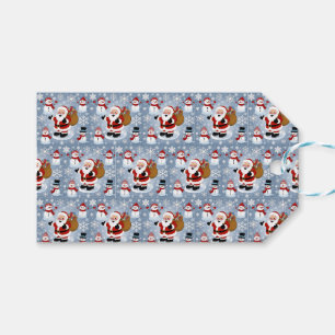 Etiqueta Para Presente Jolly Santa Claus e Snowmen Padrão de Natal