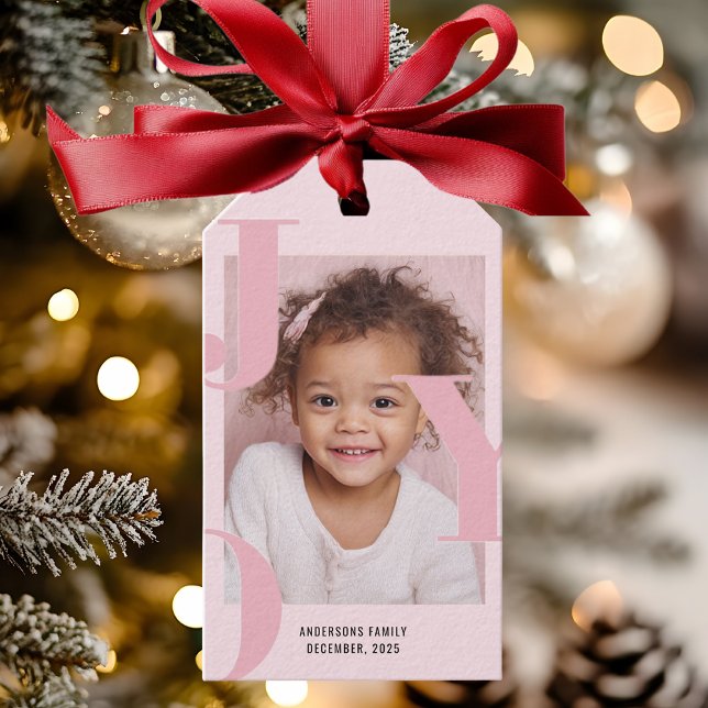 Etiqueta Para Presente JOY Blush Pink Modern Christmas | Personalized  (Criador carregado)