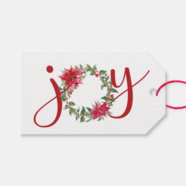 Etiqueta Para Presente JOY Christmas Wreath (Frente (horizontal))