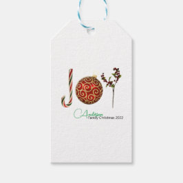 Etiqueta Para Presente Joy personalizou o ornamento de cana doce Holly