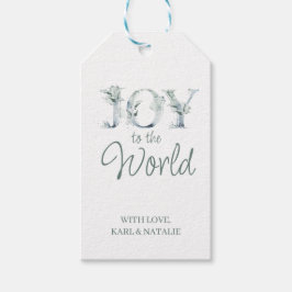 Etiqueta Para Presente Joy to the World Watercolor Winter Greenery