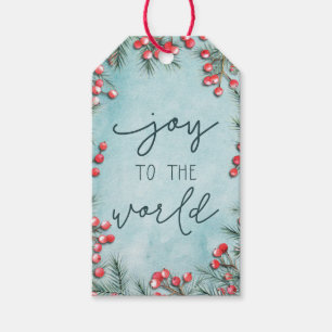 Etiqueta Para Presente Joy World Watercolor Natal Simples Feriado Azul