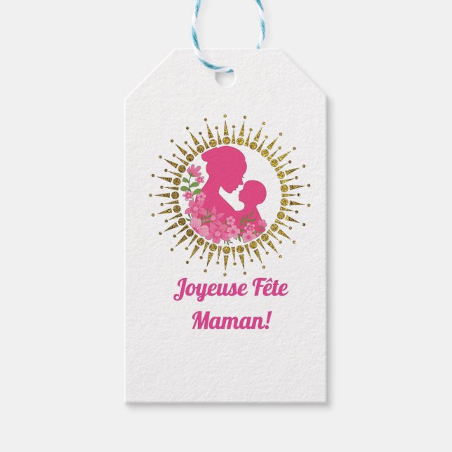 Etiqueta Para Presente Joyeuse Fête Maman  (Frente)