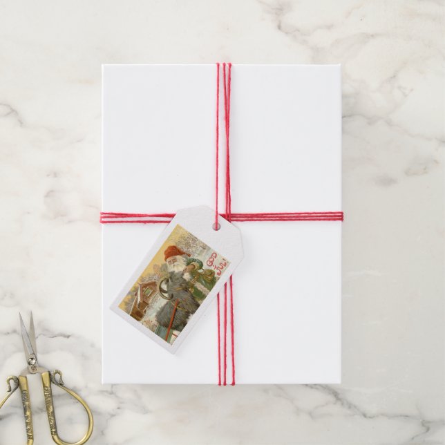 Etiqueta Para Presente Jultomten alimenta Yule Goat a Cookie (Com cordão)