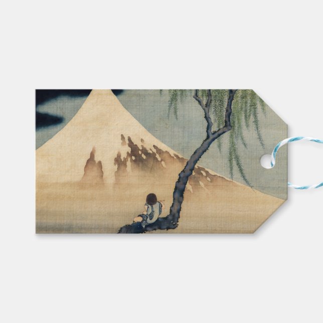 Etiqueta Para Presente Katsushika Hokusai - Menino Vivendo o Monte Fuji (Frente (horizontal))