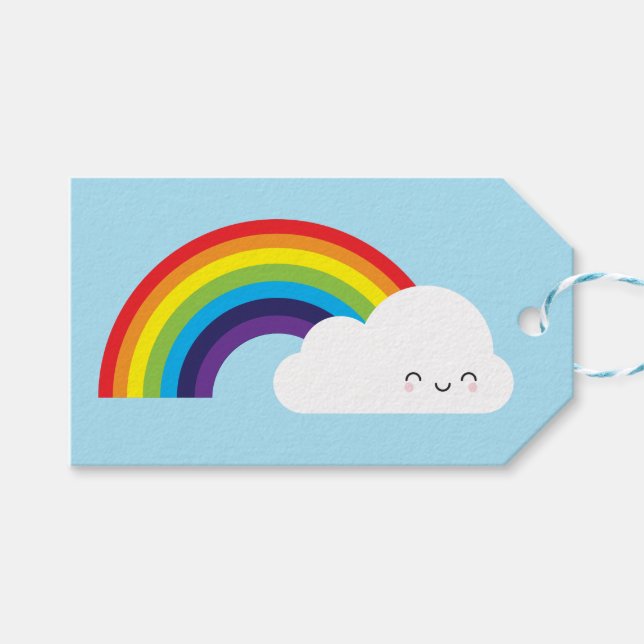 Etiqueta Para Presente Kawaii Rainbow (Frente (horizontal))