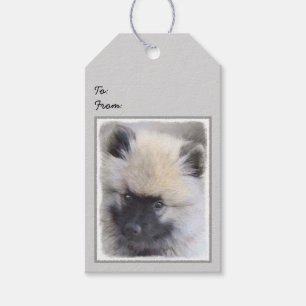 Etiqueta Para Presente Keeshond Puppy Painting - Arte de Cachorro Origina
