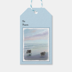 Etiqueta Para Presente Keeshonds na Arte de Cão de Pintura na costa