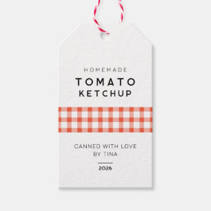Etiqueta Para Presente Ketchup de tomate caseiro com padrão de verificaçã