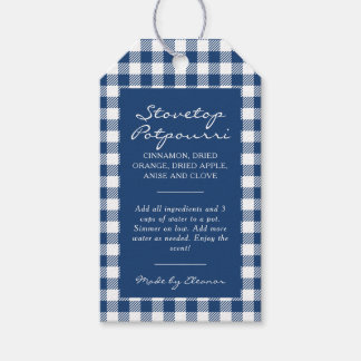 Etiqueta Para Presente Kit de Panela de Simmer Xadrez Azul Escuro