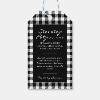 Etiqueta Para Presente Kit de Panela de Simmer Xadrez Preto e Branco