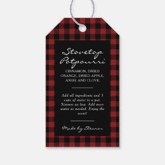 Etiqueta Para Presente Kit de Panela de Simmer Xadrez Preto e Vermelho