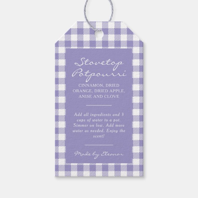Etiqueta Para Presente Kit de Panela de Simmer Xadrez Roxo (Frente)