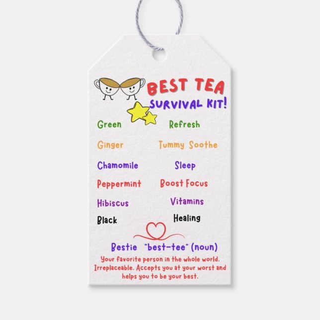 Etiqueta Para Presente Kit de Sobrevivência de Bestie (Tea) (Frente)