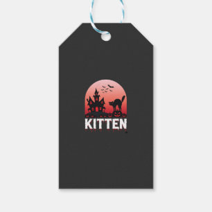Etiqueta Para Presente Kitten do Dia das Bruxas Casa Assombrada Design de