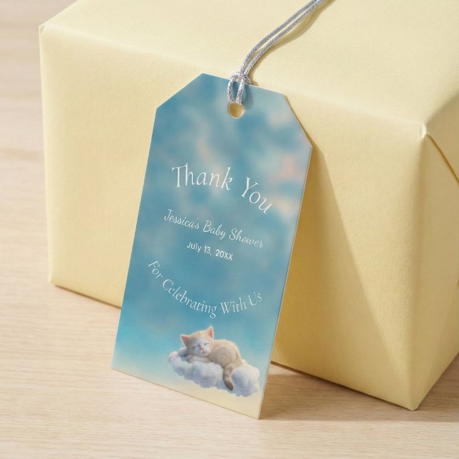 Etiqueta Para Presente Kitten No Chá de fraldas Das Nuvens (Criador carregado)