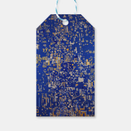 Etiqueta Para Presente Klimt Inspirado azul, ouro, cobre platina