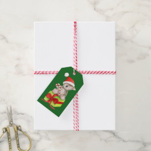 Etiqueta Para Presente Koala do Natal com o Tag do presente do bastão de