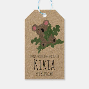Etiqueta Para Presente Koala Fez Festa de aniversário Verde Animal  