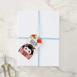 Etiqueta Para Presente Kokeshi japonês Kawaii