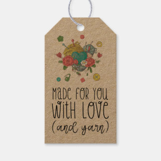 Etiqueta Para Presente KRAFT Feito para Você com Amor e Linha de Crochê 